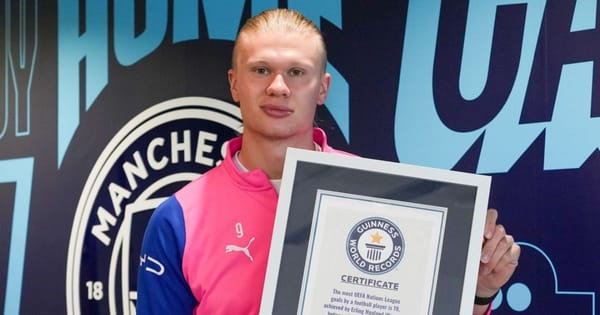 Haaland recebe certificados do Guinness por recordes alcançados na carreira; confira